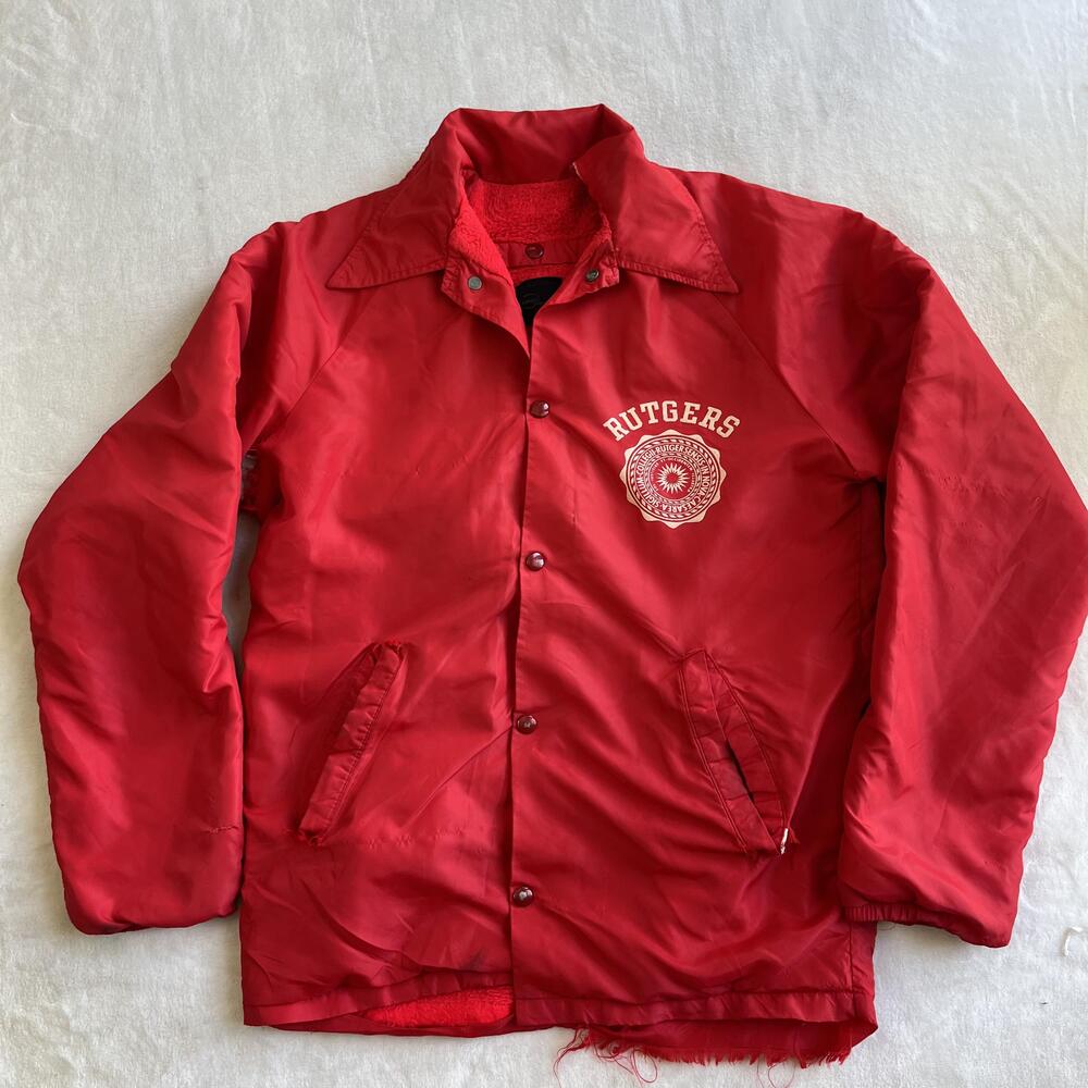 Vintage Rutgers Scarlet Knights Jacket Mens Small Red Fleece NCAA Artex 70s